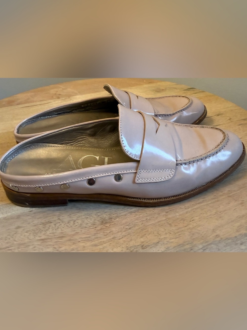 AGL Women's Slip-On Mules in Pale Pink Leather Size 36 1/2 - Picture 7 of 16